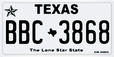 TX license plate BBC3868