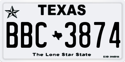 TX license plate BBC3874