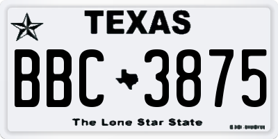 TX license plate BBC3875