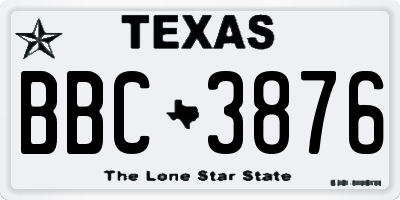 TX license plate BBC3876