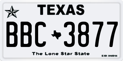 TX license plate BBC3877