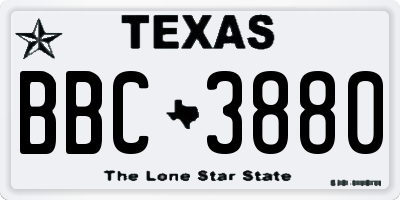 TX license plate BBC3880