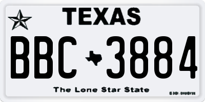 TX license plate BBC3884