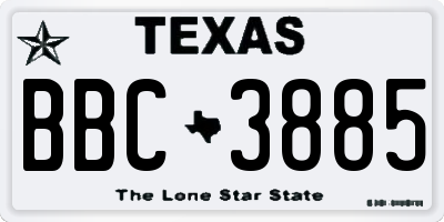 TX license plate BBC3885