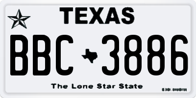 TX license plate BBC3886