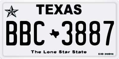 TX license plate BBC3887