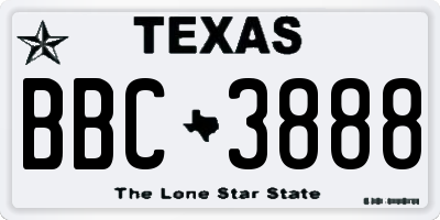 TX license plate BBC3888