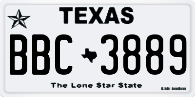 TX license plate BBC3889