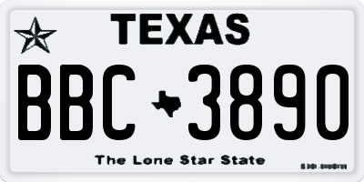 TX license plate BBC3890
