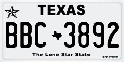 TX license plate BBC3892