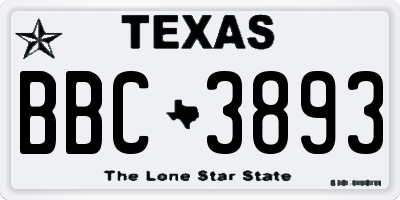 TX license plate BBC3893