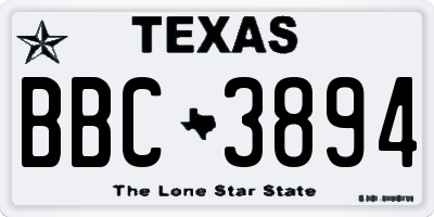 TX license plate BBC3894