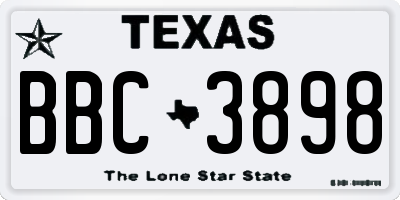 TX license plate BBC3898