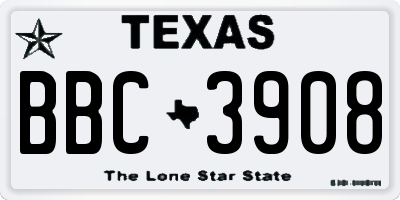 TX license plate BBC3908