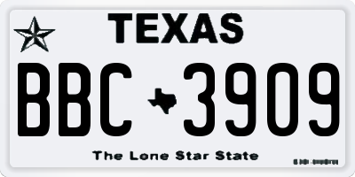 TX license plate BBC3909