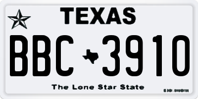 TX license plate BBC3910