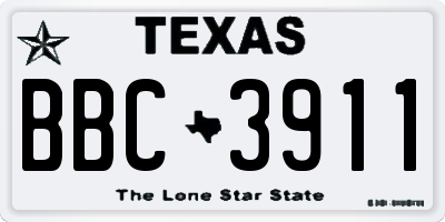 TX license plate BBC3911