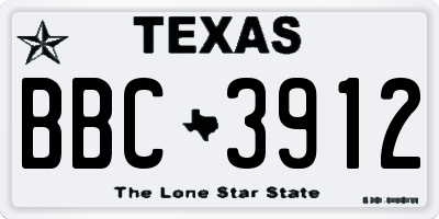 TX license plate BBC3912