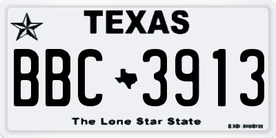 TX license plate BBC3913