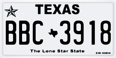 TX license plate BBC3918