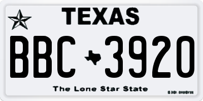 TX license plate BBC3920