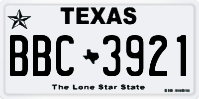 TX license plate BBC3921