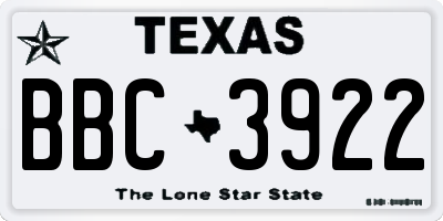 TX license plate BBC3922