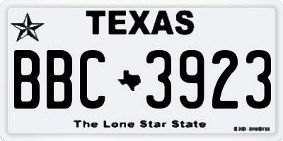 TX license plate BBC3923
