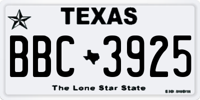TX license plate BBC3925