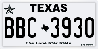 TX license plate BBC3930