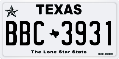 TX license plate BBC3931