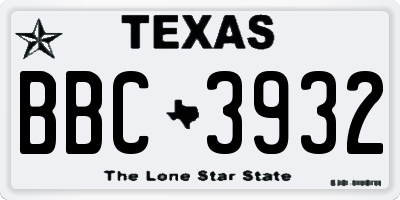 TX license plate BBC3932