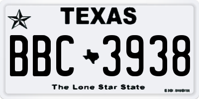 TX license plate BBC3938