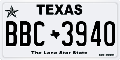 TX license plate BBC3940