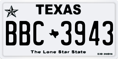 TX license plate BBC3943