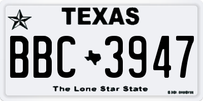 TX license plate BBC3947