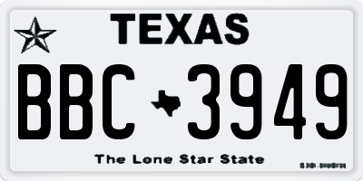 TX license plate BBC3949