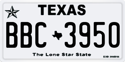 TX license plate BBC3950