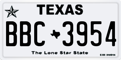 TX license plate BBC3954