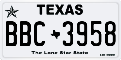 TX license plate BBC3958