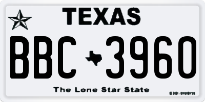 TX license plate BBC3960