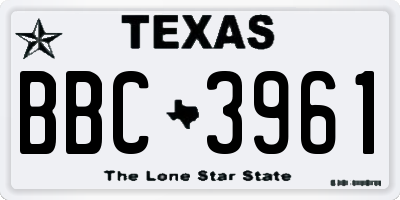 TX license plate BBC3961