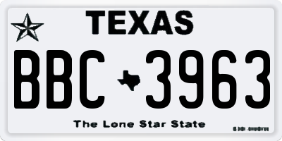 TX license plate BBC3963