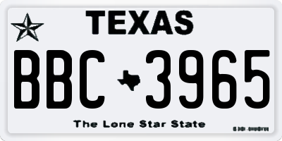 TX license plate BBC3965