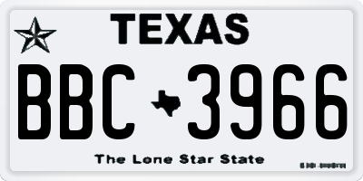 TX license plate BBC3966