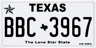 TX license plate BBC3967