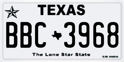 TX license plate BBC3968