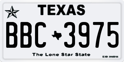 TX license plate BBC3975