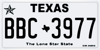 TX license plate BBC3977