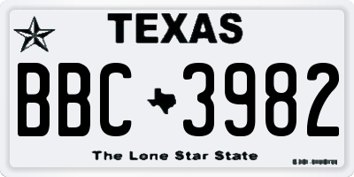 TX license plate BBC3982